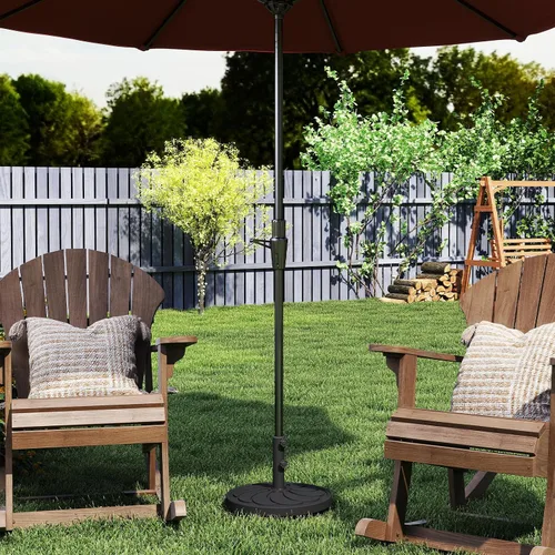 Vista 4 de Helios&Hestia Soporte redondo de resina resistente de 40 libras para exteriores, peso base para patio, mesa de mercado, color negro