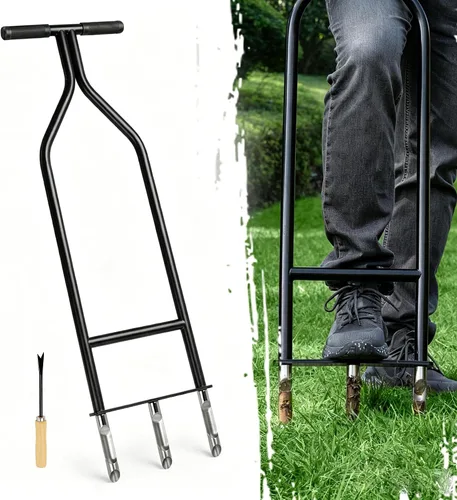 Vista 2 de Lawn Aerator Tool,Heavy Duty Core Aerator 3 Extra Replacement Tines, Heavy Duty Core Aerator, Durable Alternative to Grass Aerator, Sturdy Yard