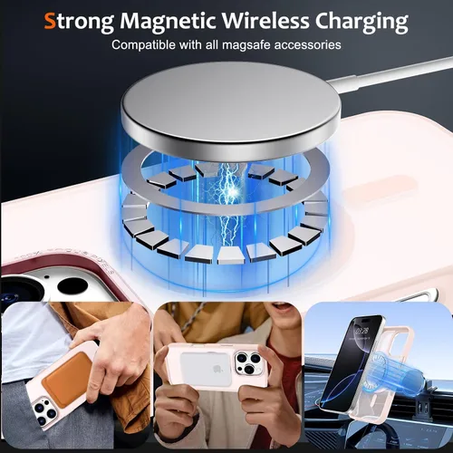 Vista 256 de Anuck - Funda magnética para iPhone 11 compatible con MagSafe, carcasa trasera mate translúcida dura, borde de TPU, delgada, resistente a impactos