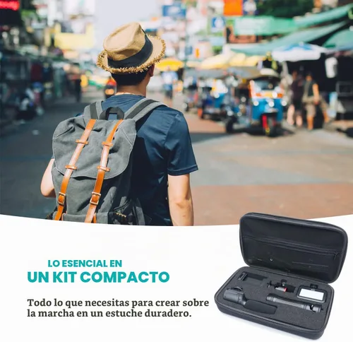 Vista 3 de Movo uVlogger - Kit de vlogging compatible con Android/USB-C Accesorios para smartphones: trípode, montaje, luz LED y micrófono de escopeta