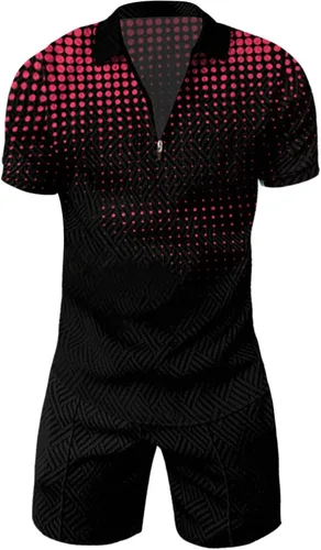 Vista 3 de Conjunto corto de 2 piezas para hombre, camiseta de manga corta y pantalones cortos, conjunto deportivo elegante y casual para hombre