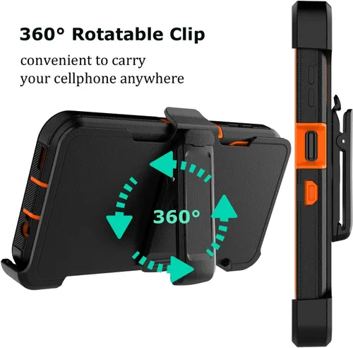 Vista 9 de Funda para teléfono Galaxy A14 5G, para Samsung A14 5G con clip para cinturón con [protector de pantalla incorporado] protector de pie resistente a