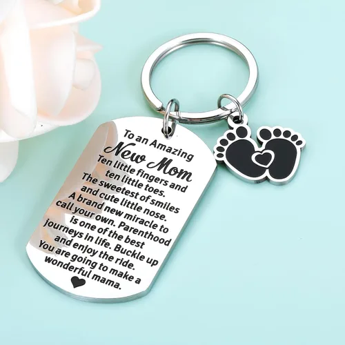 Vista 4 de Regalos de revelación de género, llavero de anuncio de embarazo para nueva mamá, regalos de baby shower, regalo para madres primerizas, regalo