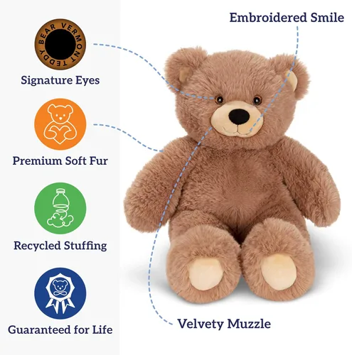 Vista 4 de Vermont Teddy Bear - Peluche de oso marrón, supersuave, 18 pulgadas