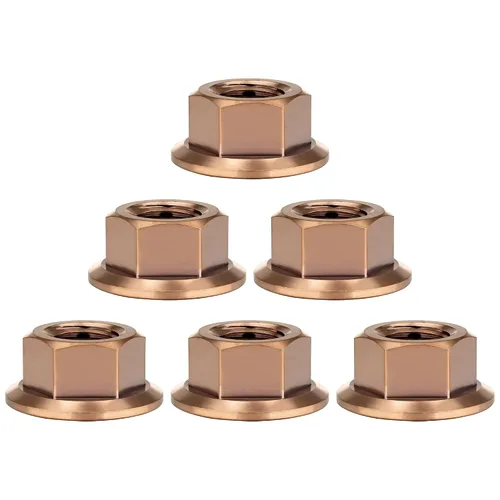 Vista 21 de Tuercas hexagonales Titanium DIN6923 (paso M5 0.03 in, negro) M5 M6 M8 M10 M12 M14 M16 para bicicletas, motocicletas, coches, paquete de 6