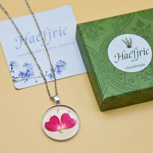 Vista 11 de Pressed Flower Necklace Gift for Women Personalized Handmade Necklaces Birth Flower Necklace