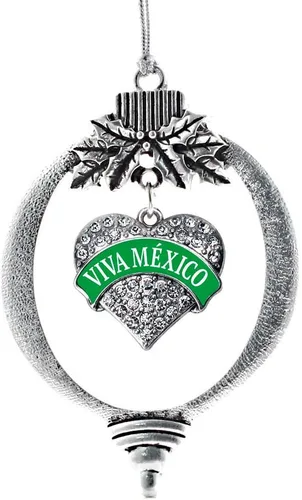 Vista 35 de Inspired Silver - Red Merry - Adorno de Navidad plateado - Adorno de árbol de Navidad con dije de corazón con circonita cúbica - Decoración colgante