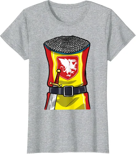 Vista 25 de Disfraz medieval de caballero de Halloween, camiseta para niños con espada de armadura, Negro, S