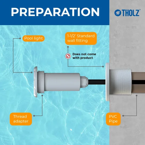 Vista 2 de Tholz® Luz de piscina RGBW - LED ultra brillante - Fácil instalación - Luz de piscina enterrada (10 W, cable de 50 pies)