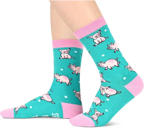 Vista 2 de Zmart Funny Duck Pig Dinosaur Fox Gifts for Women, Novelty Wolf Goat Chicken Sloth Hedgehog Socks