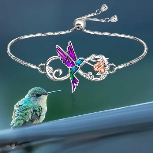 Vista 7 de Hummingbird Sea Turtle Chakra Lotus Bracelet for Women 925 Sterling Silver Jewelry Charms Birthday Valentines Gifts