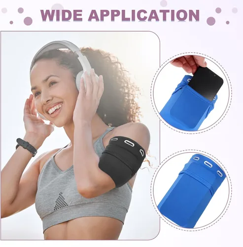 Vista 7 de PATIKIL Funda universal para brazalete para correr de 7 x 4 pulgadas, con bolsillo con cremallera para auriculares llaves, tarjetas de crédito Negro