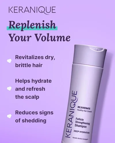 Vista 4 de Keranique Champú estimulante del cuero cabelludo de hidratación profunda para cabello seco y adelgazante – Queratina, biotina y niacinamida