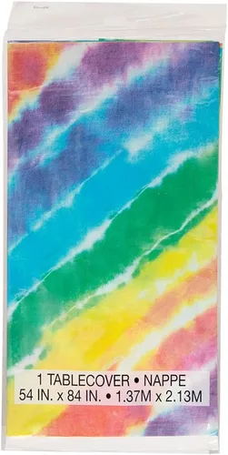 Vista 2 de Mantel de plástico Tie Dye 84 x 54 pulgadas Multicolor 1 unidad
