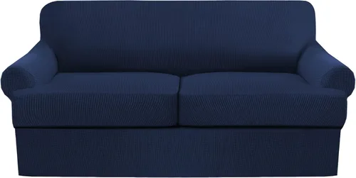 Vista 17 de Funda de sofá con cojín en T de alta calidad, juego de 4 piezas para sofás con cojines en T (se adapta a 72-90 pulgadas), protector de muebles suave