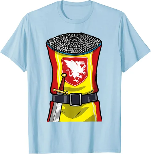 Vista 67 de Disfraz medieval de caballero de Halloween, camiseta para niños con espada de armadura, Negro, S