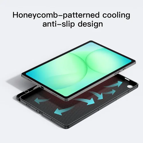 Vista 5 de Funda con teclado inalámbrico retroiluminado para Samsung Galaxy Tab A11+ Plus A9+ Plus 11 Slim Soft TPU+PU Protective Cover Case with Buckle