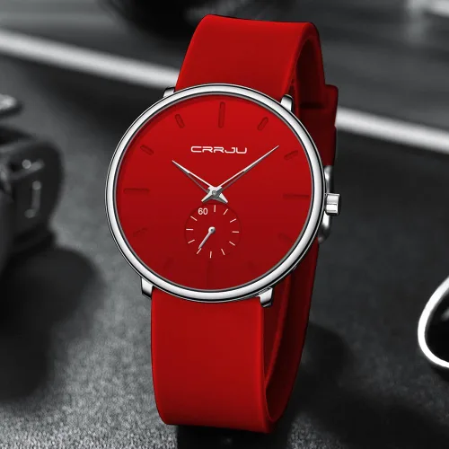 Vista 6 de CRRJU Mens Women Watch Casual Stylish Waterproof Quartz Unisex Wristwatches, Ultra Thin Watches for Men Women, Colorful Silicone Band