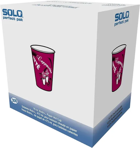 Vista 2 de Solo Cup OF16BI0041 Bistro Design - Vasos para bebidas calientes, papel, 16 onzas, granate, 300/caja