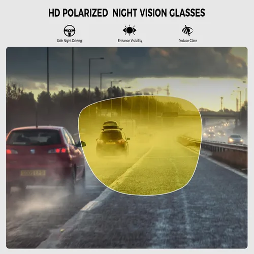 Vista 3 de Lentes de visión nocturna cuadrados clásicos para hombres y mujeres, antirreflejos, HD, polarizados, para conducir, pesca, golf, protección UV400