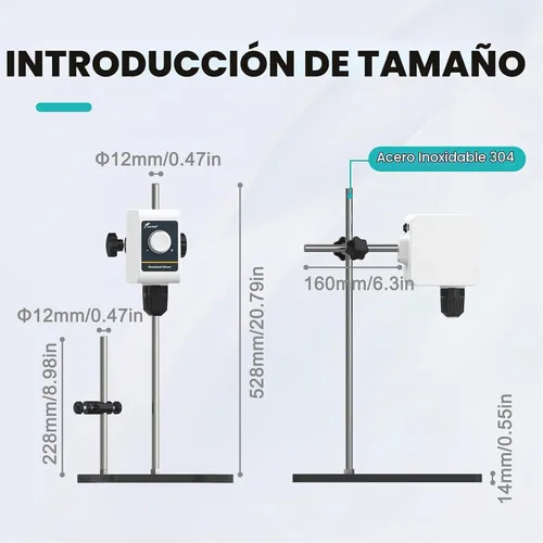Vista 7 de LAB FISH OS-5E Agitador superior, 10L 200-1200RPM
