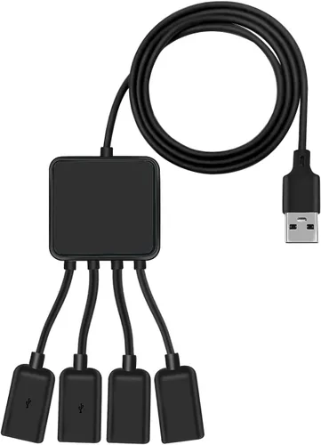 Vista 6 de Octopus USB 2.0 Hub Divisor de 4 puertos, cable extendido de 2.6 pies, amplia compatibilidad con Windows PC/Mac/impresoras/HDD móviles, expansor