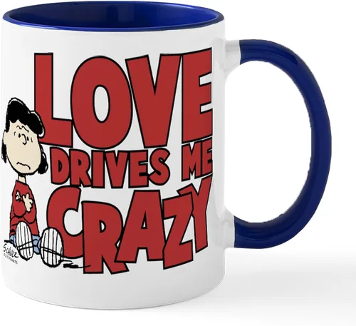 Vista 7 de CafePress Peanuts Lucy Love Drives Me Craz - Taza de café de cerámica de 11 oz (11.0 fl oz)