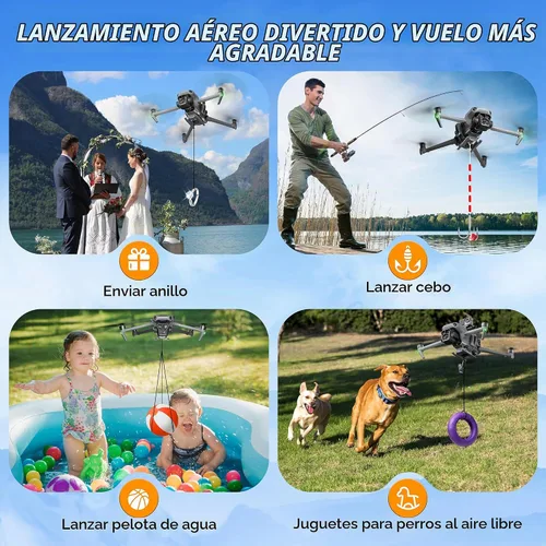 Vista 2 de (3 en 1) FLYDrone Mavic 3 Pro Tren de aterrizaje con sistema Airdrop, dispositivo de liberación de carga útil/entrega/transporte para DJI Mavic 3