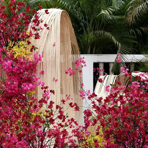Vista 7 de Ramas de flores artificiales de buganvilla, tallos de buganvilla de seda con ramitas de árbol secas, tallos de vegetación sintética de tacto real