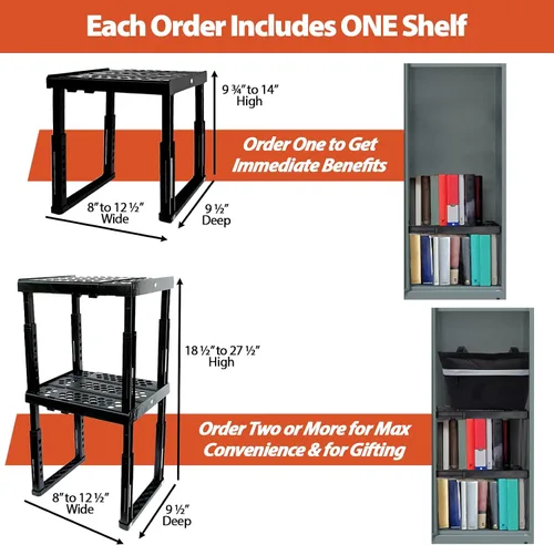 Vista 4 de Piffny Estante Organizador para Casilleros, Ancho y Altura Ajustables, Apilable, Estante Ideal para Casilleros de Escuela, Oficina, Gimnasio