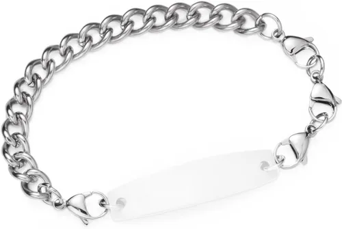 Vista 113 de Brazaletes de alerta médica ajustables de 7.5" a 9" para mujer/hombre, de acero inoxidable, intercambiables Cadena de bloque