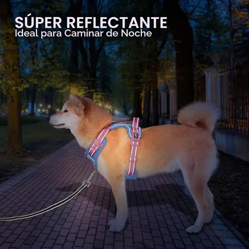 Vista 6 de PHOEPET Arnés para perro sin tirones, chaleco para perro reflectante ajustable de colores únicos, con asa de entrenamiento suave y clips de metal