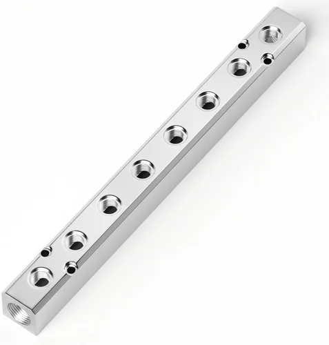 Vista 9 de TAILONZ PNEUMATIC Bloque de aluminio de derivación de 2 vías plateado, distribuidor de aire de distribución de aire de conducto neumático