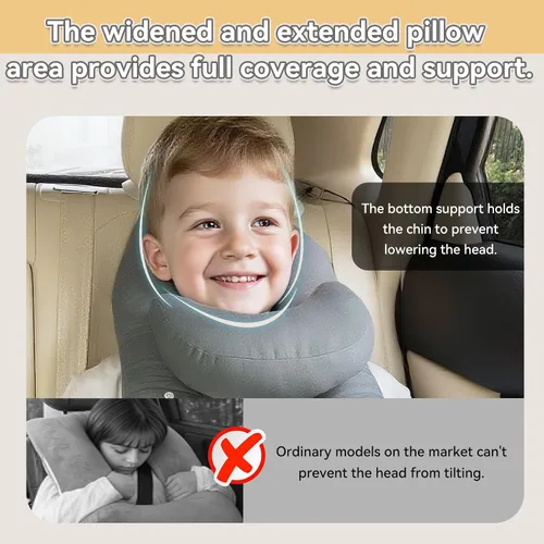 Vista 4 de Almohada de viaje Longhuo, almohada para coche, almohada de viaje para niños, almohada para asiento de coche, almohada en forma de U para viajes