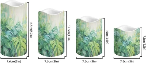 Vista 2 de Ystardream Velas sin llama de hojas tropicales con control remoto que funcionan con pilas, velas LED realistas con control remoto y temporizador