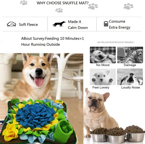 Vista 3 de Alfombrilla de olfateo para perros, esteras de alimentación para mascotas, almohadilla de olfateo para cachorros, juguetes interactivos