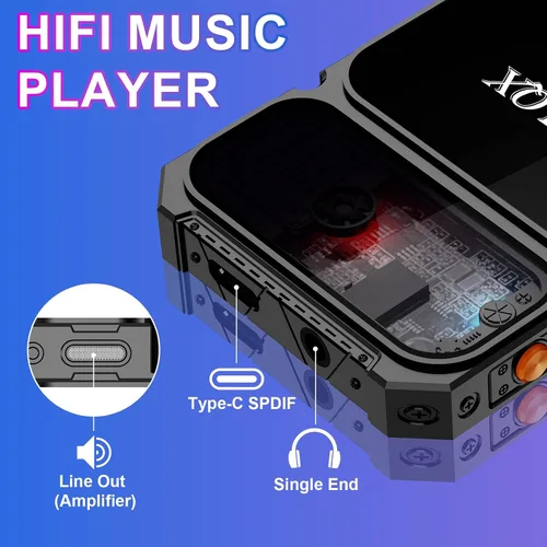 Vista 4 de Reproductor MP3 de 64 GB Bluetooth 5.3 con pantalla táctil completa de 2.4 pulgadas, reproductor de música digital portátil ZOLQX con altavoz, radio