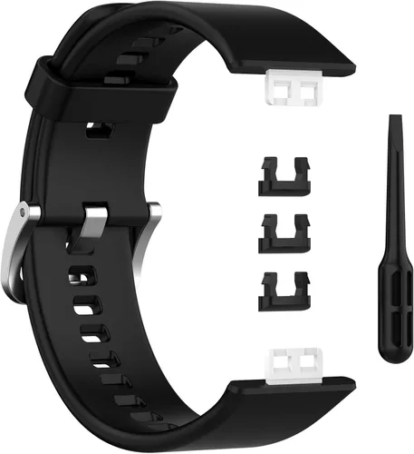 Vista 5 de E ECSEM Correas compatibles con HUAWEI Watch FIT - Correa de repuesto suave, flexible e impermeable, accesorio clásico, para Huawei Watch FIT Negro