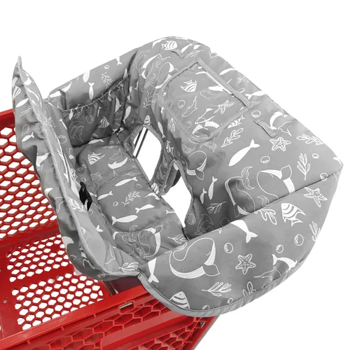 Vista 10 de Funda para carrito de compras y silla alta 2 en 1 para bebé, funda acolchada, estilo plegable y enrollable, portátil con bolsa de transporte