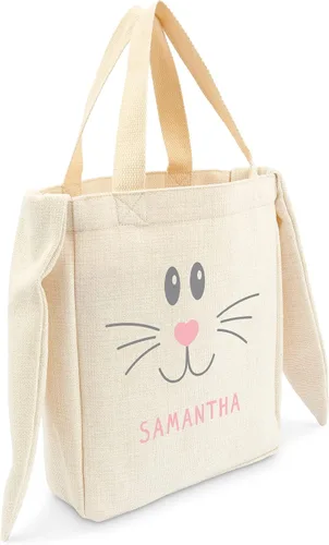 Vista 13 de Weddingstar Bolso de asas personalizable de la cesta de Pascua de la tela de la lona con las orejas, Bunny Rabbit