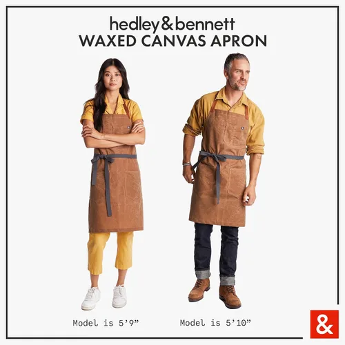 Vista 5 de hedley & bennett Delantal Waxman - 100% Algodón, Resistente al Agua, Delantal de Lona Encerada Resistente con Bolsillos y Correa Ajustable para Asar