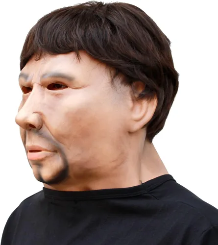Vista 7 de CreepyParty Máscara de cabeza realista de látex para fiesta de Halloween, hombre fuerte