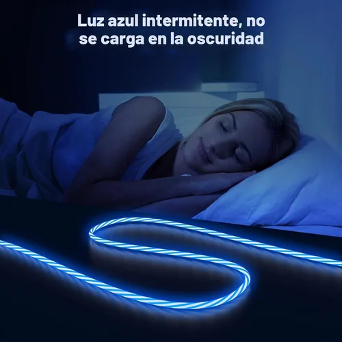 Vista 4 de Cable de carga para iPhone 3 en 1 con luz LED, relámpago/tipo C/micro USB para automóvil RGB brillante para Apple iPhone 15/14/13/12/11 Pro