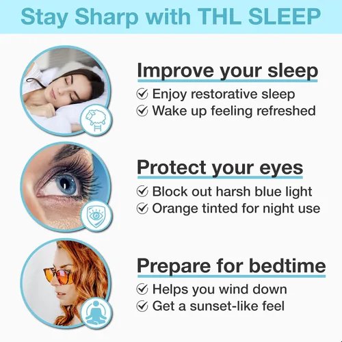 Vista 6 de Orange Blue Light Blocking Glasses for Better Sleep - 99.5% Premium Acetate Migraine Glasses for Women & Men