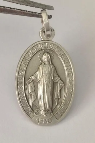 Vista 2 de PLATA DE LEY 925 "LA MEDALLA MIRACULOSA" - LA ORIGINAL - 100% HECHO EN ITALIA - MEDALLAS DE LOS SANTOS PATRÓN, Plata esterlina, No es una piedra