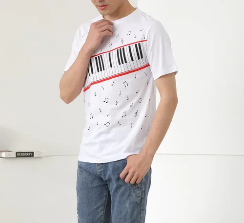 Vista 2 de Mens Boys Perfect Cosplay OLODUM Beat It Piano Peace Anti War T- Shirts