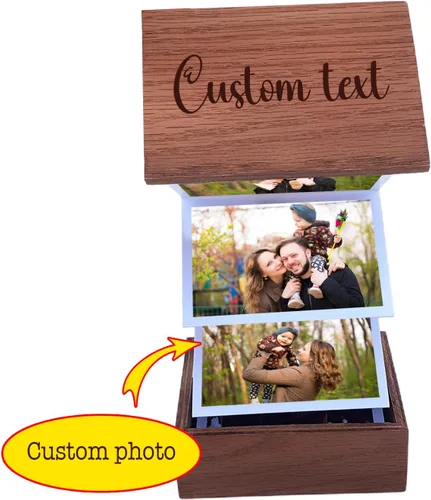 Vista 2 de Álbum de fotos extraíble personalizado, Caja de fotos de madera personalizada, Colección de memoria personalizada, Regalo para amigo de la familia