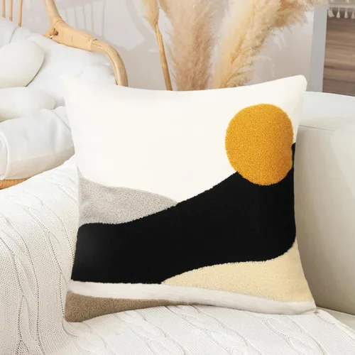 Vista 10 de Merrycolor Fundas de almohada abstractas de estilo bohemio coloridas con líneas de cara de mujer, lindas fundas de almohada estéticas de mediados