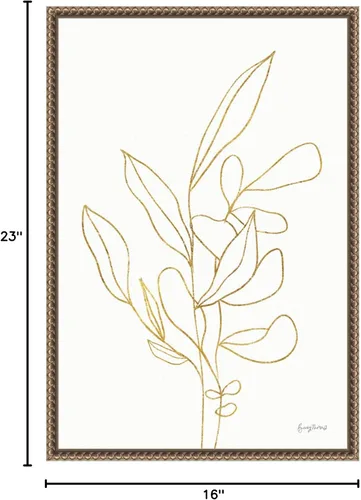 Vista 7 de Amanti Art Lienzo enmarcado para pared, 16 x 23 pulgadas, diseño floral enraizado V dorado por Becky Thorns, arte de lienzo enmarcado