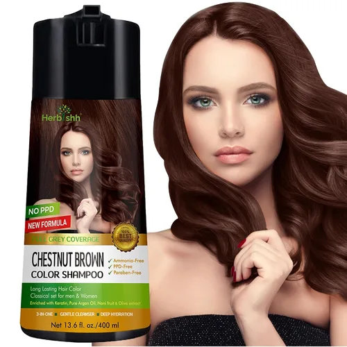 Vista 11 de Herbishh Champú de color para cabello gris – Fórmula enriquecida con queratina y flor de forro polar tubérculo – Cobertura total de canas, fácil